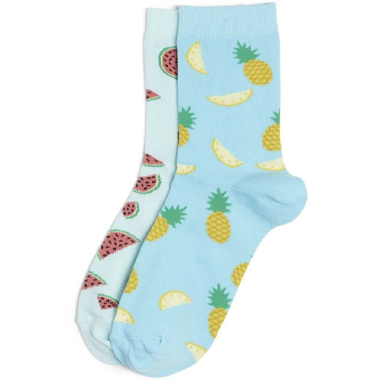 Chaussettes dépareillées motif pastèque/ananas - T36/40