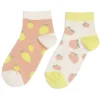Chaussettes dépareillées motif citron/pêche - T36/40