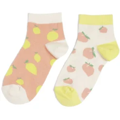 Chaussettes dépareillées motif citron/pêche - T36/40