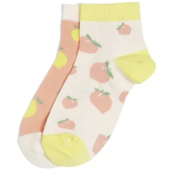 Chaussettes dépareillées motif citron/pêche - T36/40