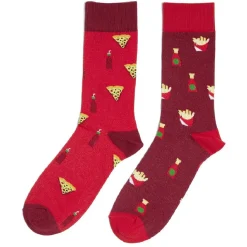 Chaussettes dépareillées motif pizza/frites - T41/45