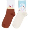 Chaussettes dépareillées motif glace marron/bleu - T36/40