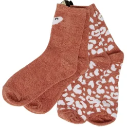 Chaussettes fantaisie marron motif renard et pois blanc x2