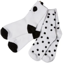 Chaussettes fantaisie motif chat et pois noir x2