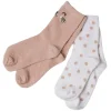 Chaussettes fantaisie motif chat et pois rose x2