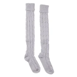 Chaussettes hautes style tricot femme grises ou blanches