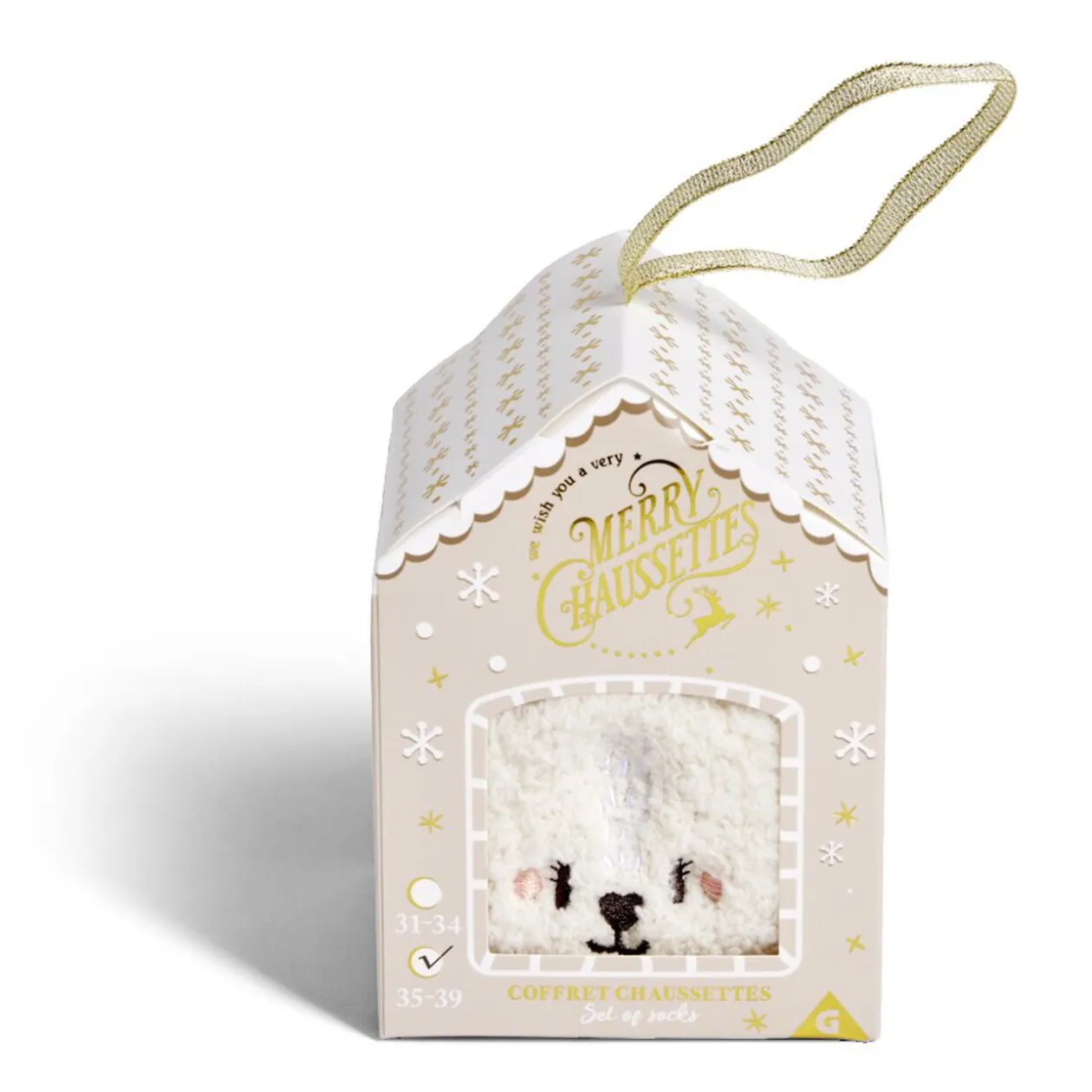 Chaussettes lapin mixte beige et rose - Taille unique