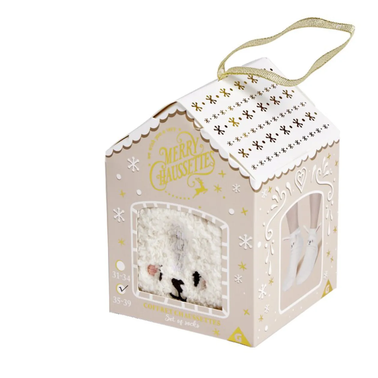 Chaussettes lapin mixte beige et rose - Taille unique