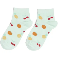 Chaussettes originales basses motif pêche/ananas/cerise - T36/40