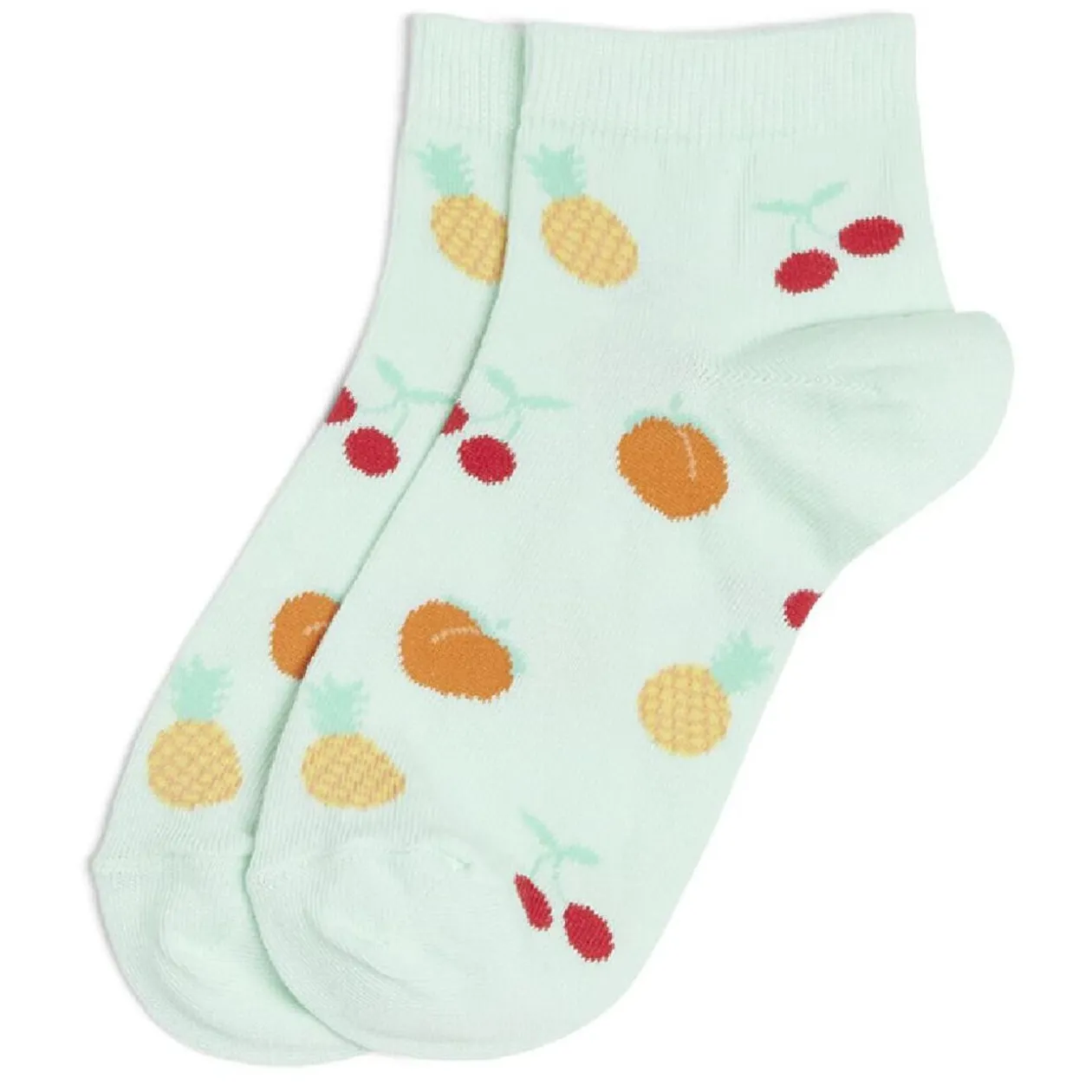 Chaussettes originales basses motif pêche/ananas/cerise - T36/40