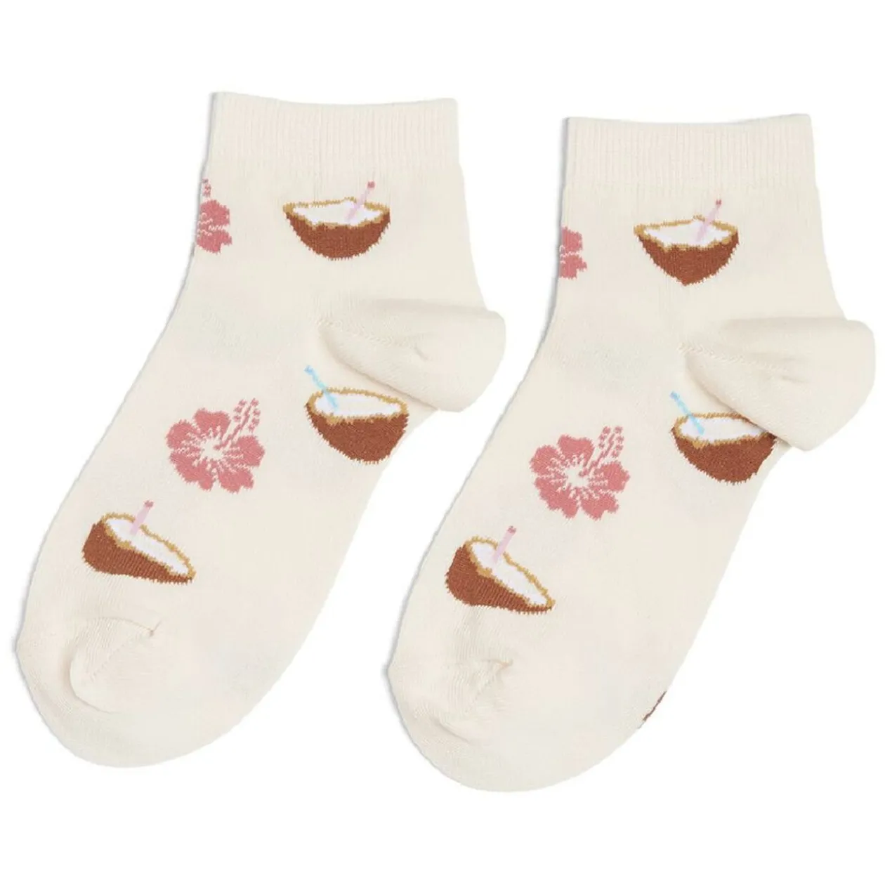 Chaussettes originales basses motif noix de coco et fleur - T36/40