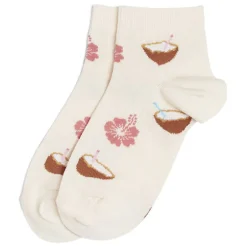 Chaussettes originales basses motif noix de coco et fleur - T36/40