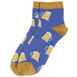 Chaussettes originales basses motif bière bleu/jaune - T41/45