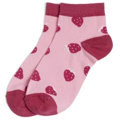 Chaussettes originales basses motif fraise rose - T36/40