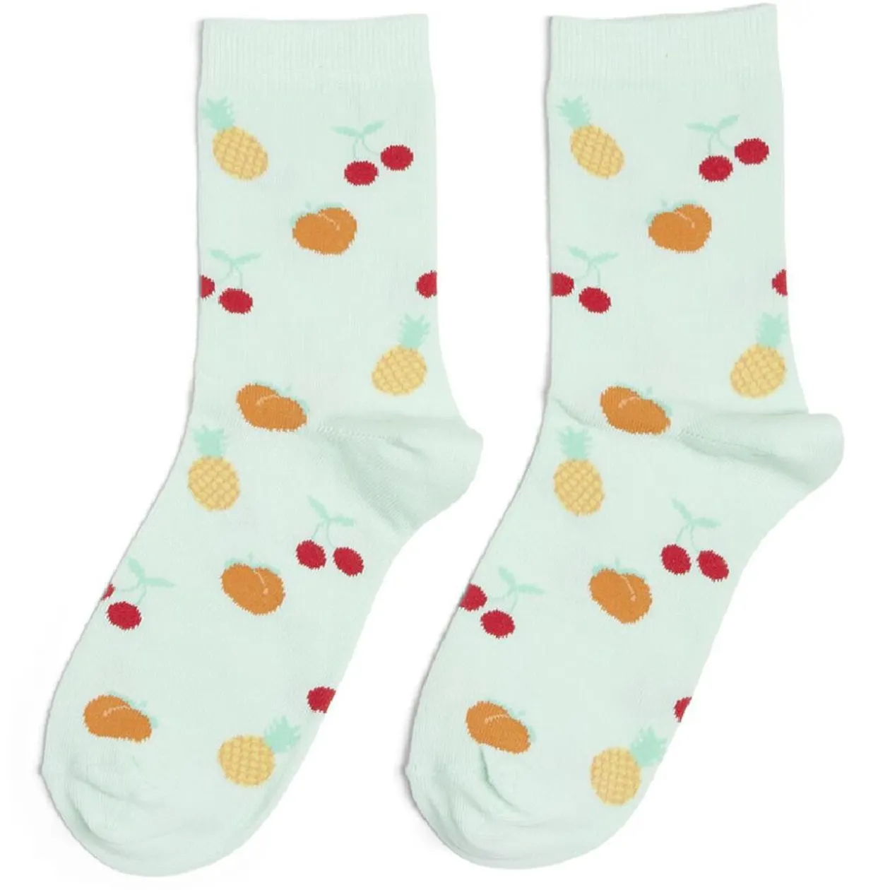 Chaussettes originales motif pêche/ananas/cerise - T36/40