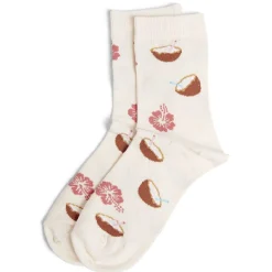Chaussettes originales motif noix de coco et fleur - T36/40