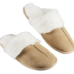 Chaussons adulte fourrés marron et blanc