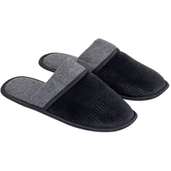 Chaussons adulte fourrés noir et gris