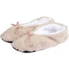 Chaussons ballerines beige avec noeud femme
