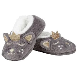 Chaussons ballerines enfant animal gris doré T27/35
