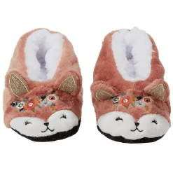 Chaussons ballerines enfant renard marron