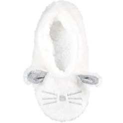 Chaussons ballerines Femme motif lapin blanc et gris - T36 à 41