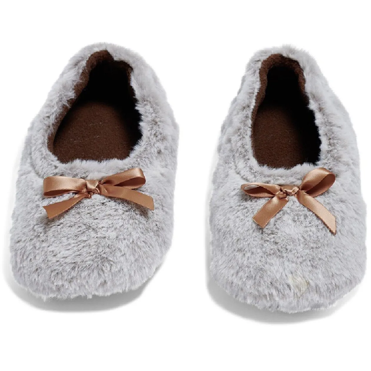 Chaussons ballerines femme de Noël gris