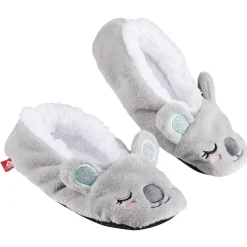 Chaussons ballerines fourrés adulte design koala gris