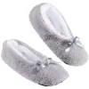 Chaussons ballerines fourrés adulte gris et blanc
