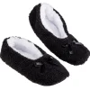 Chaussons ballerines fourrés adulte noir et blanc