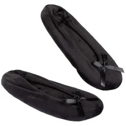 Chaussons ballerines fourrés femme uni noir