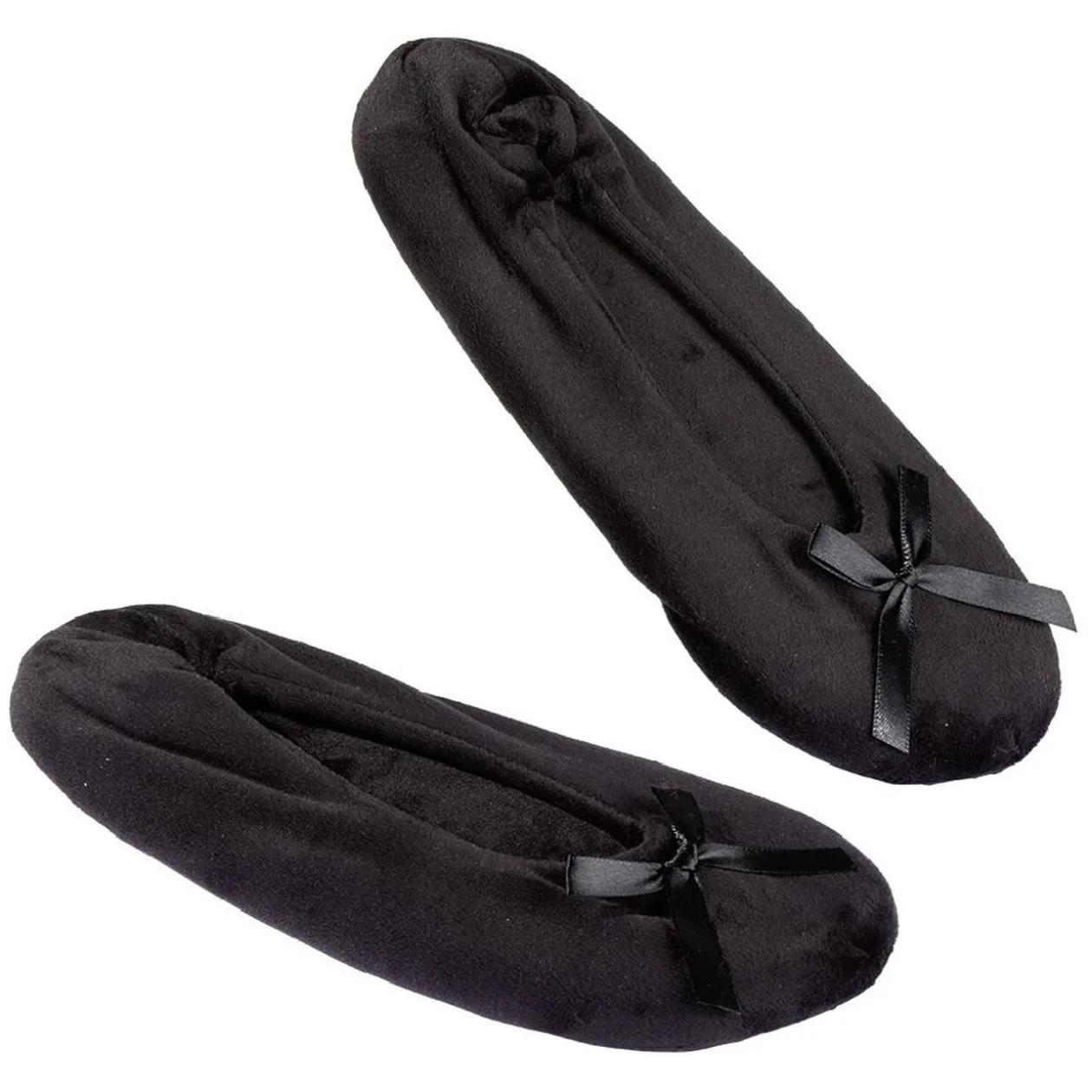 Chaussons ballerines fourrés femme uni noir