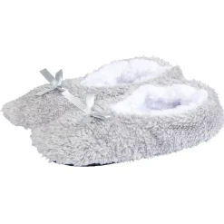 Chaussons ballerines gris avec noeud femme