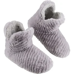 Chaussons bottes adulte fourrés uni gris