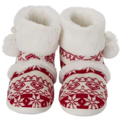 Chaussons bottes de noël rouge et blanc