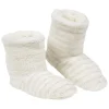 Chaussons bottes Femme uni blanc rayé gris T36/41