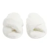 Chaussons femme blanc peluche brides croisée T38/39