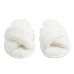 Chaussons femme blanc peluche brides croisée T38/39