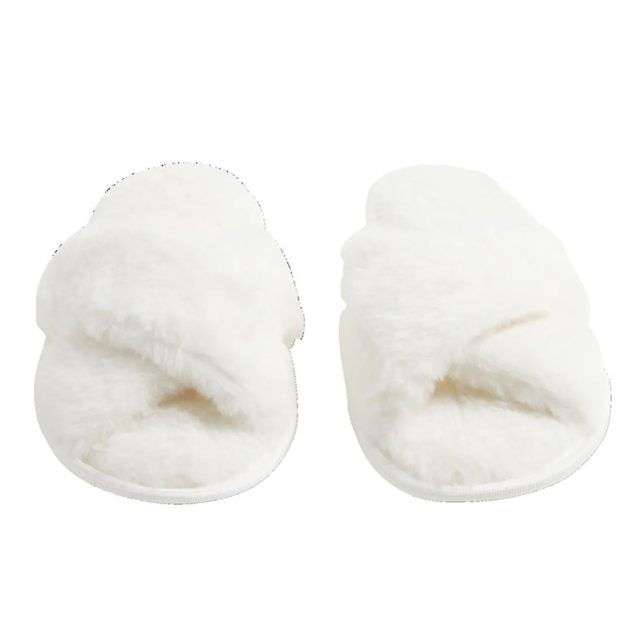 Chaussons femme blanc peluche brides croisée T38/39
