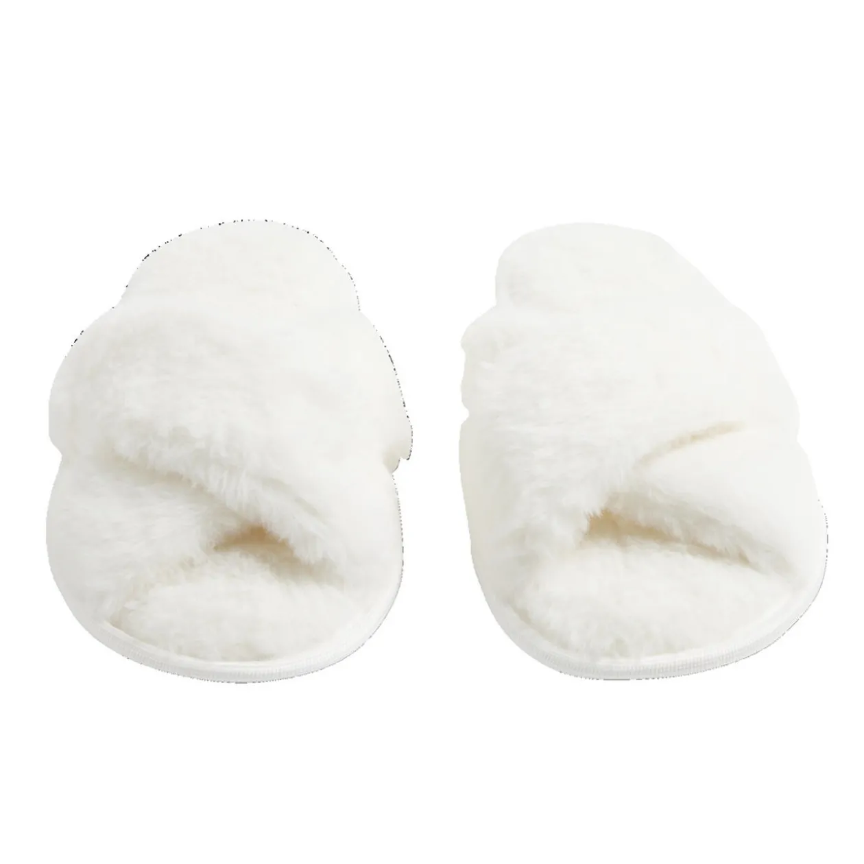 Chaussons femme blanc peluche brides croisée T40/41
