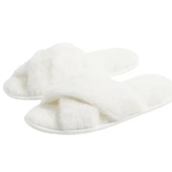 Chaussons femme blanc peluche brides croisée T40/41