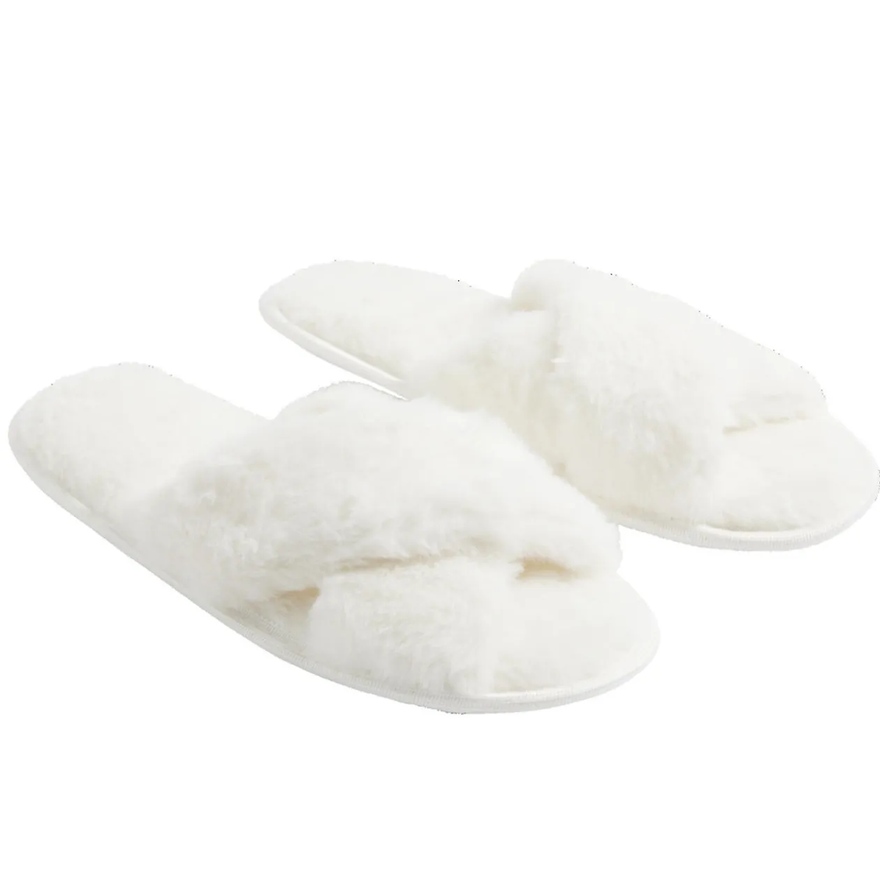 Chaussons femme blanc peluche brides croisée T40/41