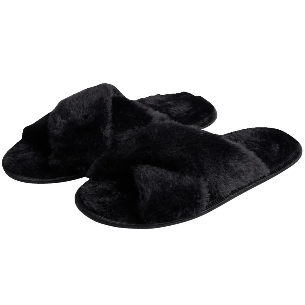 Chaussons femme noir peluche brides croisée T38/39