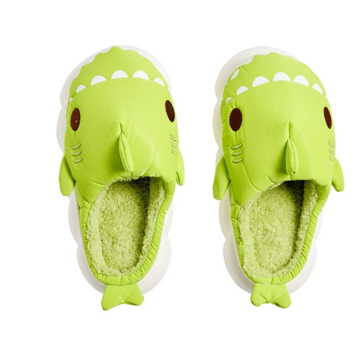 Chaussons requin mixtes verts - pointure 36 à 45