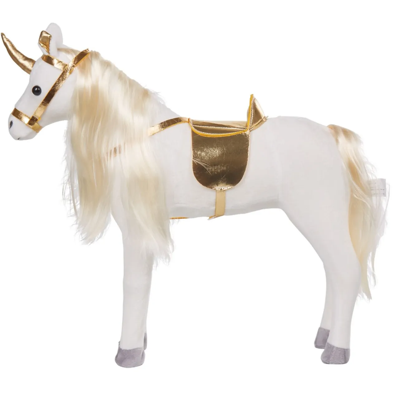 Cheval licorne pour poupée cavalière blanc doré