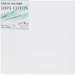 Châssis entoilé blanc 100% coton 40x40cm