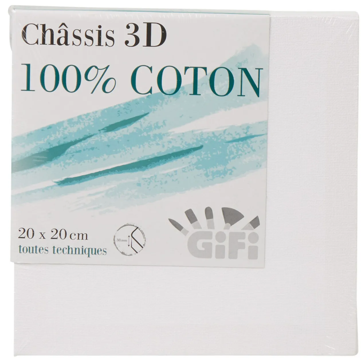 Châssis entoilé blanc 3D 100% coton 20x20cm