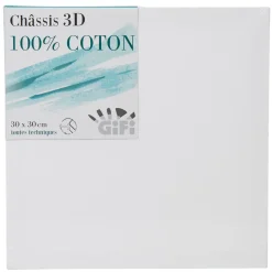 Châssis entoilé blanc 3D 100% coton 30x30cm