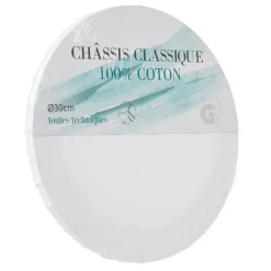 Châssis entoilé rond blanc 30 cm