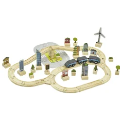 Circuit train en bois 3 wagons magnétiques